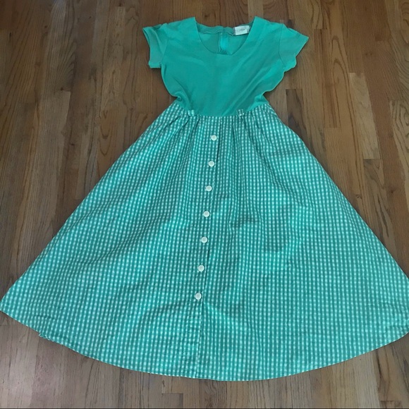 True Vintage Gingham Casual Full Skirt Midi Dress - Picture 4 of 16
